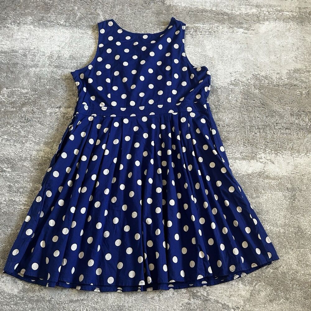 Eshakti Dress Womens 2X Blue White Polka Dot Short Sleeve Fit N Flare Pockets - Picture 7 of 7